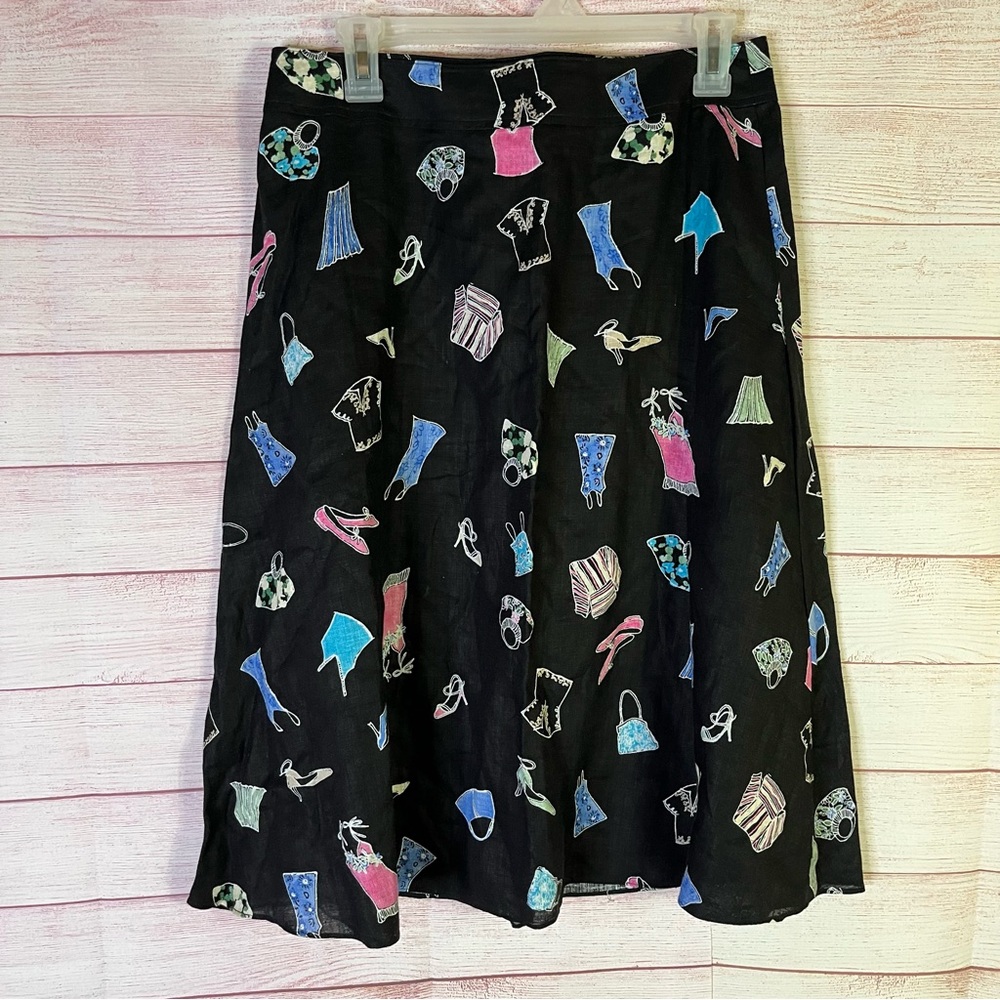 Liz Claiborne Petite Printed A-LINE Linen Skirt Size 10P